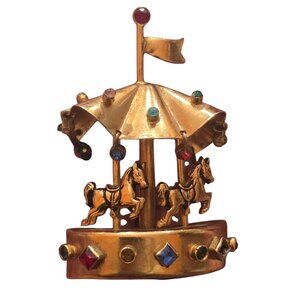 Rare 1948 Signed Dimensional Coro Carousel Brooch (A9258)